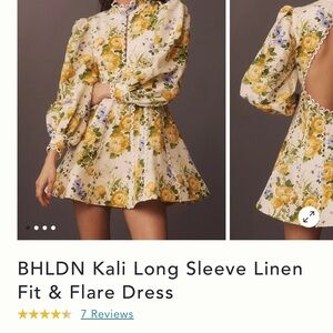 NWT BHLDN Floral Yellow and Blue Lemon Dress  Size 4
